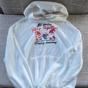 white christmas hoodie with graphic photo